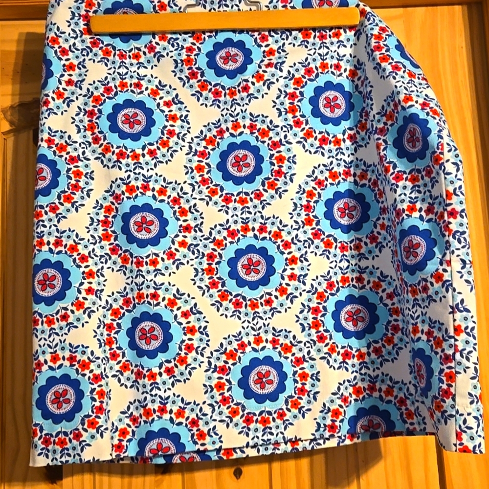 Talbots GEO-DAISES STRETCH COTTON CANVAS SKIRT size 10
